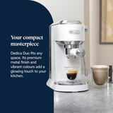 DeLonghi EC890.W Dedica Duo Manual Espresso Coffee Machine with Milk Frother White