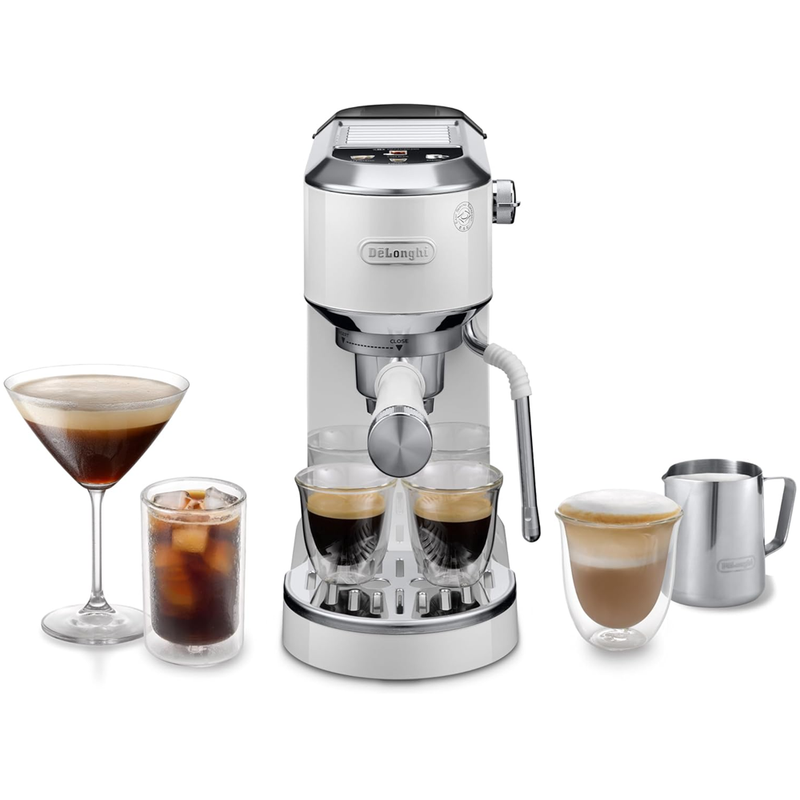 DeLonghi EC890.W Dedica Duo Manual Espresso Coffee Machine with Milk Frother White