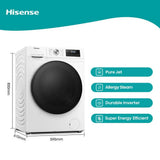 Hisense WFQA1014EVJM 3 Series 10 kg 1400 Spin Freestanding Front Load Washing Machine White