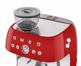 Smeg EGF03RDUK Retro Espresso Coffee Machine with Grinder in Red